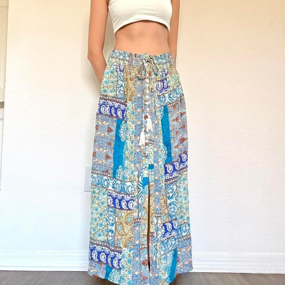 Boho Festival Patchwork Maxi Skirt